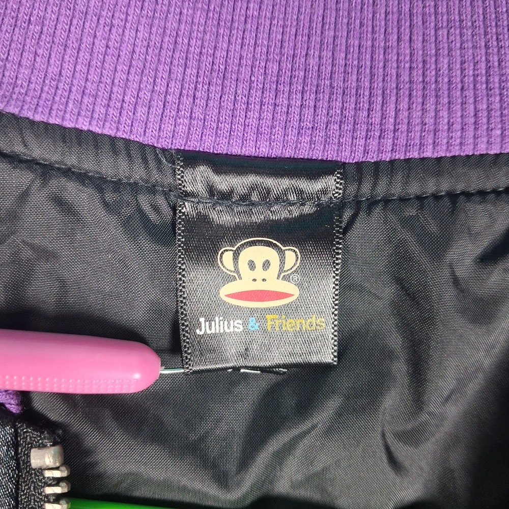 Paul Frank Kawaii Bomber Jacket Girls Medium Satin Purple Harajuku - Picture 14 of 15